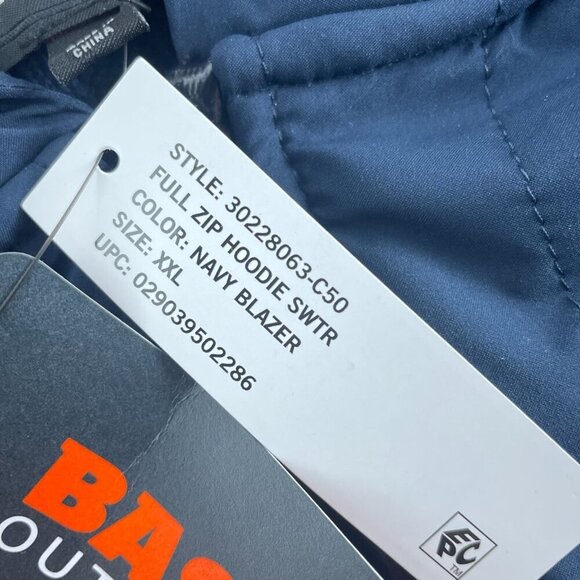 Bass Outdoor Navy Full-Zip Hoodie Sweater XXL  Blend Mens  5580 NWT - Picture 4 of 9